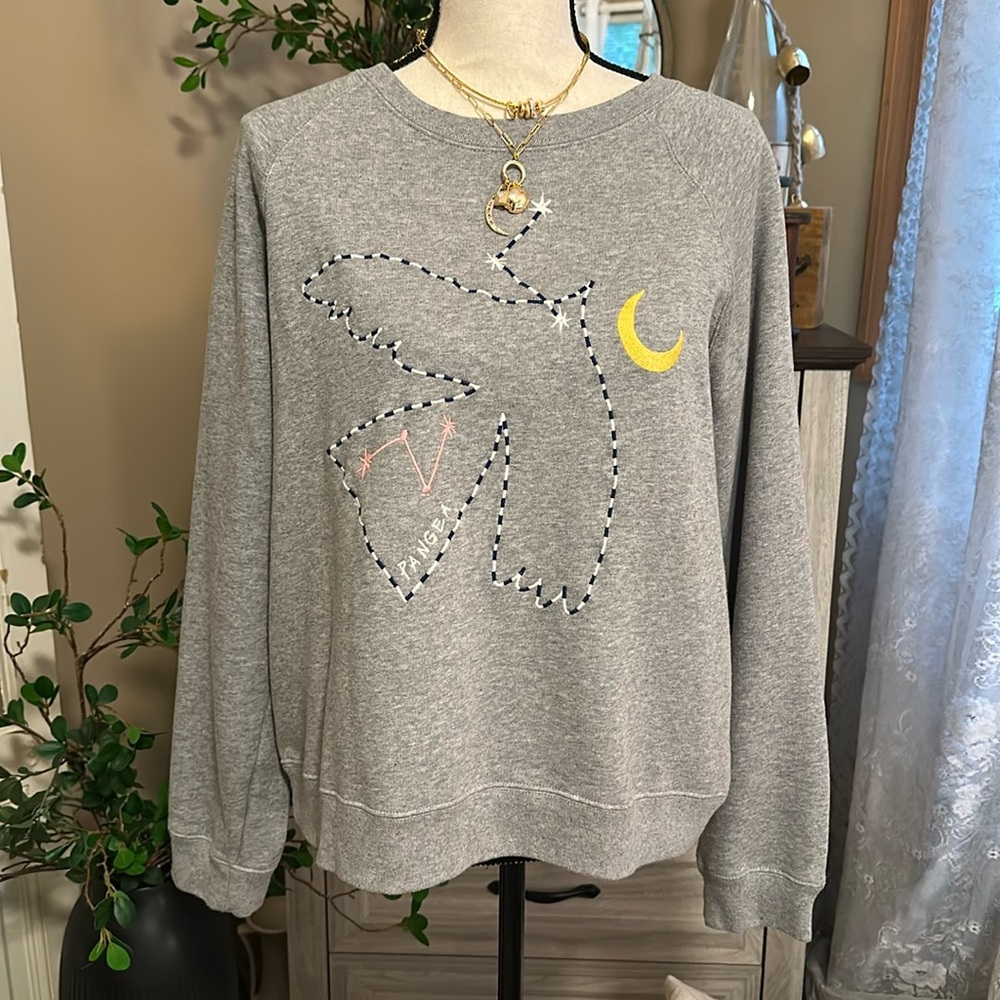 Sezane Gray Sweatshirt with Embroidered Design